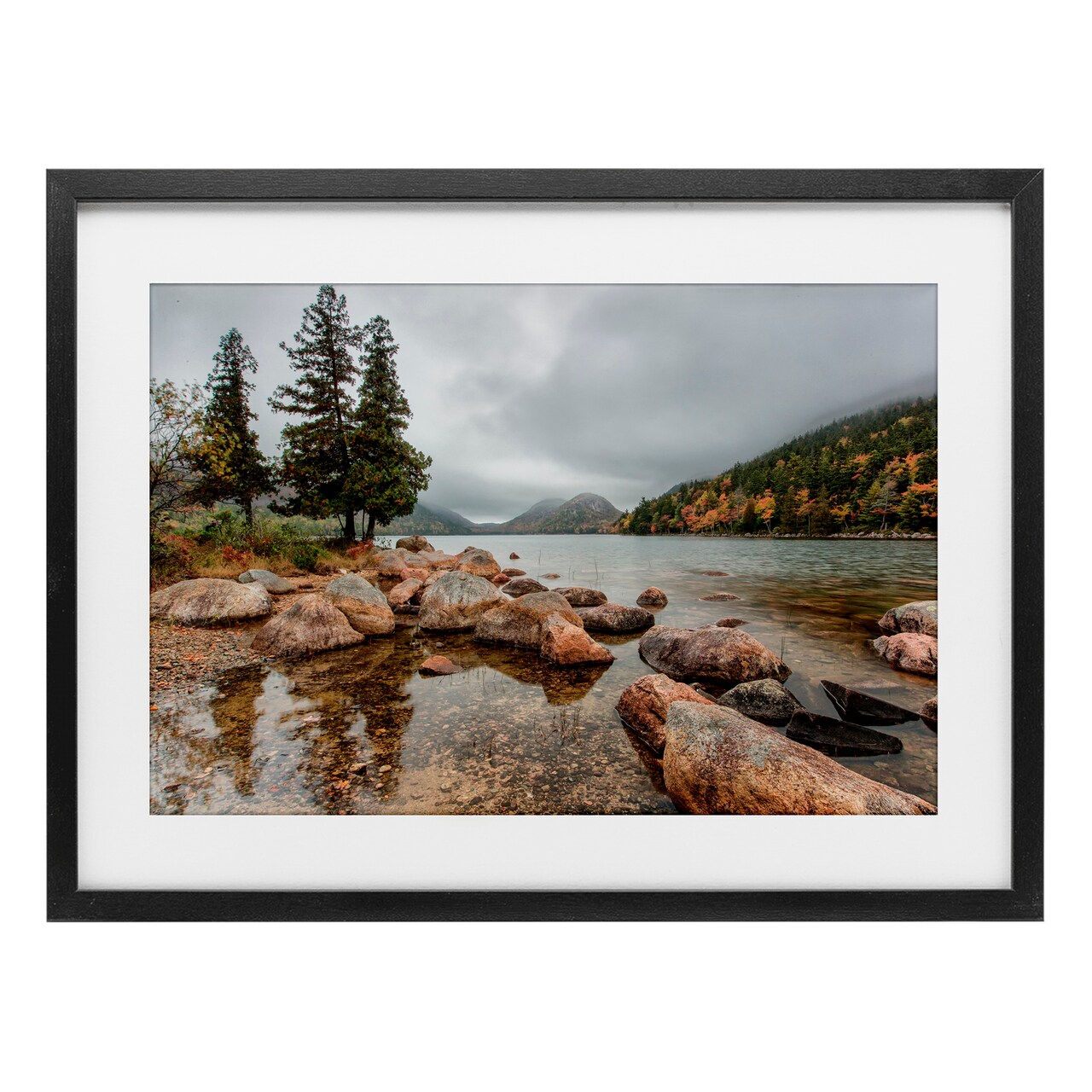 Stupell Industries Pond In The Mountains Framed Print Under Glass, design by Jon Evan